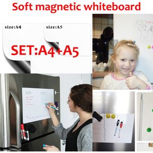 Yibai A4 + A5 Set Magnetische Whiteboard Soft Keuken Home School Magneet Droge Wissen White Board Flexibele Pad Magneet koelkast