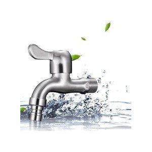 Badkamer Kranen, Zwarte Wandkraan 304 Roestvrij Staal Buiten Snel Opening Roestvrij Staal Tuinwater Kraan (#1