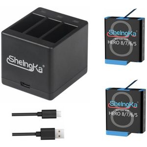 Originele SheIngKa Hero8/7/6/5 Smart IC Batterij + Led Opslag Lader Voor GoPro Hero 5 6 Hero 7 Hero 8 Zwart Action Accessoires