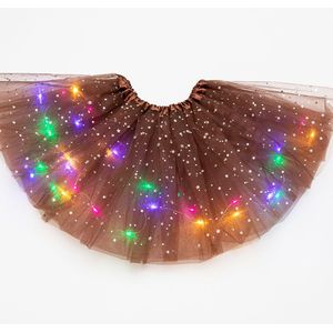 Meisjes Pluizige Magic Light Pettiskirt Tulle Kids Princess Party Dancewear Tutu Rok Kleding Glitter Ballet Sterren Sequin