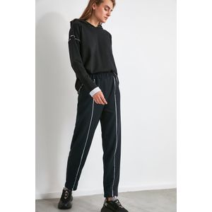 Trendyol Zwart Rib Gedetailleerde Straight Knit Joggingbroek TWOAW21EA0044