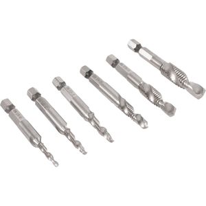 6Pcs 1/8 "5/32" 3/16 "1/4" 5/16 "3/8" Hss 1/4 "Hex Shank Combinatie sae Boor Tap Bit Ontbramen Verzinkboor Set
