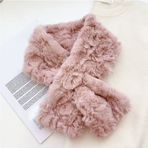 Harige Kraag Sjaals Halswarmer Pluizige Cross Sjaal Vrouwen Mannen Pluche Sjaal Dikke Warme Sjaals Wraps Effen Kleur Faux Fur sjaal