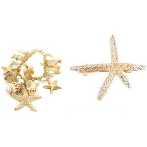 Oceaan Stijl Zeester Sea Star Conch Shell Ketting Armband & Vrouwen Sieraden Haaraccessoires Zeester Haarspeld