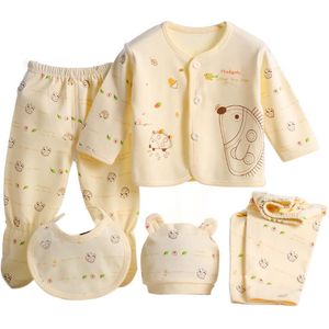 5 Pcs Baby Ondergoed Set 100% Ademend Katoenen Baby Hoed Bib Top 2 Paar Broek