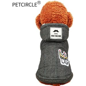 PETCIRCLE Hond Kleren Teddy Franse Bulldog Herfst Winter Puppy Chihuahua Kat Kleren Huisdier Kleding Grijs Snor Katoenen Jas