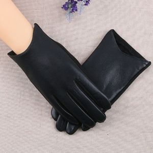 Vrouwelijke Mode Pu Lederen Winter Plus Fluwelen Warm Zwart Handschoenen Vrouwen Rijden Touch Telefoon Screen Wasbare Wanten J26