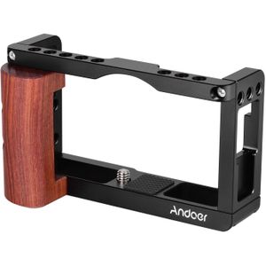 Andoer Aluminium Camera Kooi Beschermende Vlog Kooi Met Houten Handvat Koude Schoen Slot Voor Licht Voor Canon G7X Mark iii Camera