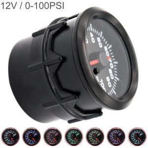 1 Pcs 52Mm 2 Inch 12V 0-100 Psi 7 Kleur Backlight Auto Oliedrukmeter Meter met Elektronische Sensor Zwart Shell Universele