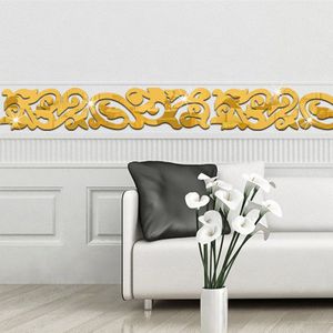 3D Acryl Spiegel Muursticker Europese Taille Lijn Kant Strip Muursticker Woonkamer Slaapkamer TV Achtergrond Decoratie Sticker