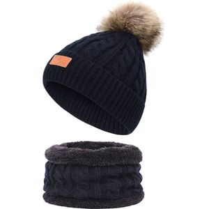 Mode Peuter Kinderen Gebreide Muts Sjaal Winter Warm Beanie Cap met Circle Loop Sjaal Set Voor 1- 8 jaar oud Delicate