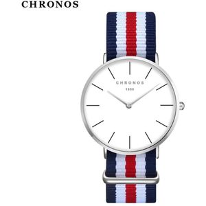 Chronos Mannen Vrouwen Unisex Horloges Nylon Gestreepte Riem Mode Ultra Dunne Paar Horloges Grote Eenvoudige Dial Relogio Masculino