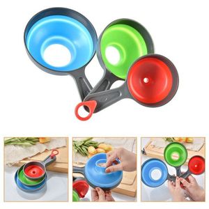 3 Stks/set Siliconen Opvouwbare Trechter Brede Mond Inklapbare Trechter Telescopische Vloeibare Vulling Trechter Olie Jam Spice Keuken Gereedschap