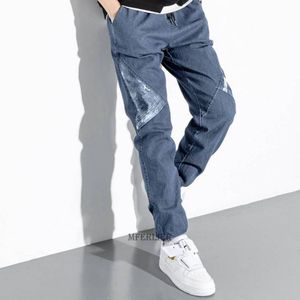 Zomer Herfst Mannen Korea Stijl Jeans Brief Plus Size 7XL 8XL High Street Camouflage Patchwork Losse Elasticiteit Skateboar Broek