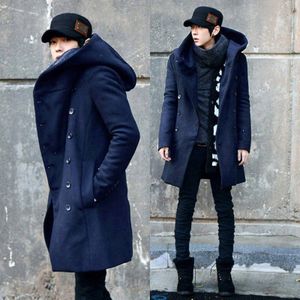 Mannen winter vintage lange vest mannelijke wol & blends kapmantel mannen manteau homme streetwear Kewlstyle Aziatische grootte TR07