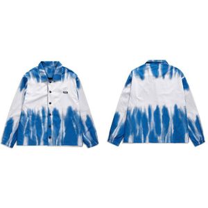 Gonthwid Tie Dye Print Korte Stijl Windjack Jassen Jassen Streetwear Heren Hip Hop Harajuku Casual Drukknoop Tops Mannelijke