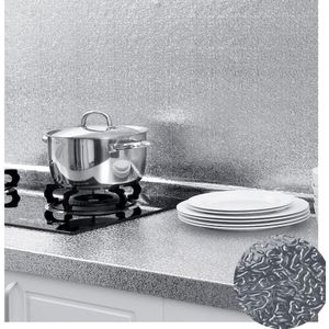 Keuken Backsplash Behang Aluminiumfolie Contact Papier Zelfklevende Olie-Proof Hittebestendige Muursticker Aanrecht Lade
