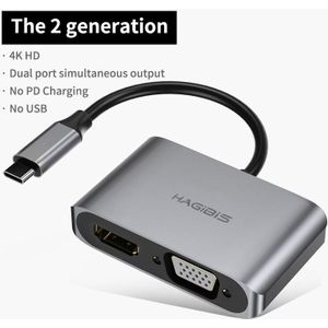Hagibis Usb C Hub Vga Adapter Type C Naar Hdmi-Compatibel 4K Thunderbolt 3 Voor Samsung Galaxy S10/S9/S8 Huawei Mate 20/P30 Pro