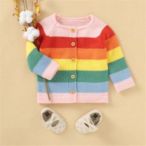 Baby Vest Trui Herfst Gebreide Babykleertjes Pasgeboren Regenboog Baby Meisjes Vest Jas Jas Peuter Cardiagn Meisje Trui