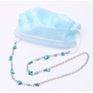 Masker Groene Stonnecklace Voor Vrouwen Bruiloft Punk Bead Lariat Zilveren Kleur Lange Ketting Ketting Sieraden Kettingen