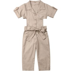Zomer Baby Kids Meisje Korte Mouwen Backless Jumpsuit Playsuit Dungaree Overalls Outfits Kleding 2-7Y