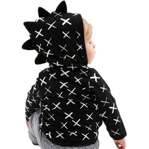 Pudcoco baby jongens zwart dinosaurus stijl jas dier casaco infantil lente herfst jecket hooded lange mouwen baby uitloper