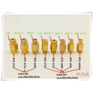 4mm tube fitting 1/8 &quot;buitendraad/9.5mm binnendraad Rechte adapter/adapter PD-418 voor smering systeem/CNC machine centrum