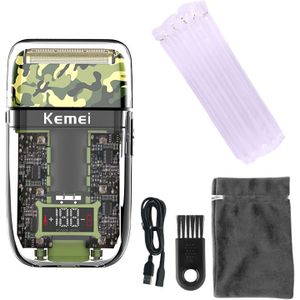 Kemei Transparante Elektrische Scheerapparaat Mannen Scheerapparaat Oplaadbare Baard Scheerapparaat Drijvende Gezichtsverzorging Scheren Machine