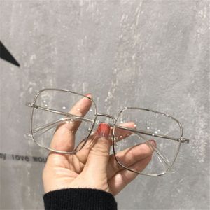 Elbru Anti Blauw Licht Optische Bril Luxe Big Size Plein Brilmontuur Mannen Vrouwen Computer Brillen Metalen Frame Eyewear