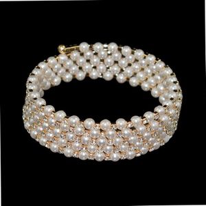Mode Luxe Kristal Parel Verstelbare Armband Voor Vrouwen Goud Zilver Kleur Bruiloft Armbanden &amp; Bangles Sieraden
