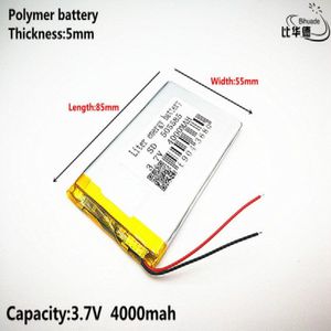 Liter energie batterij Goede Qulity 3.7 V, 4000 mAH, 505585 Polymeer lithium-ion/Li-Ion batterij voor SPEELGOED, POWER BANK, GPS, mp3, mp4