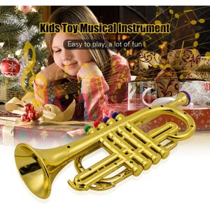 Trompet Kids Musical Wind Instrumenten Abs Metallic Gold Trompet Met 4 Gekleurde Toetsen