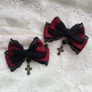 Originele Wijn Rood Donker Zwart Lolita Kleine Haarspeld Lolita Hoofdtooi Gothic Kc