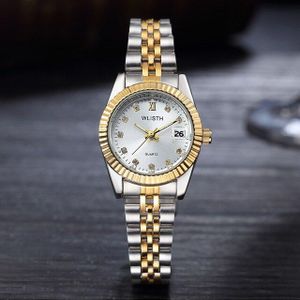Casual Lichtgevende Diamant Britse Horloge Paar Horloge Vrouwen Luxe Quartz Horloges Roestvrij Staal Papier Ronde