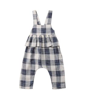 Prinses Kinderen Meisjes Ruche Plaid Mouwloze Overalls Jumpsuits Outfits Kleding