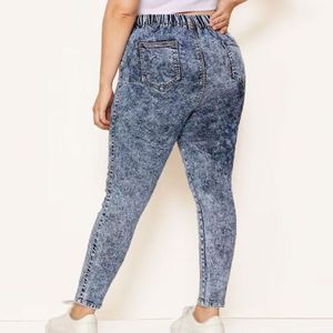 Plus Size Elastische Hoge Taille Sneeuw Wassen Potlood Broek Casual Vrouwelijke Jeans 3 4 5XL Vrouwen Stretch Lange Denim Broek broek Moeder Jeans