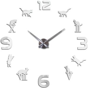 Mode Grote Wandklok Modern Acryl Spiegel Klokken Europa Diy 3d Stickers Grote Decoratieve Quartz Horloge Woonkamer