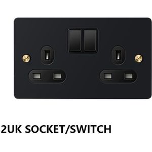 Atlectric Uk Socket Met Schakelaar Zwart Gekartelde 110-250V Stopcontacten Outlets Rvs Stopcontact Stekkers