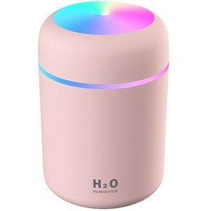 Mini Draagbare Usb Luchtbevochtiger Auto Luchtreiniger Kleurrijke Nachtlampje Getimede Uitschakeling Mute Voor Auto Babykamer Slaapkamer Kantoor 300 ml