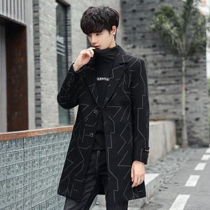 Mannen Wol Jas Warme Winter Trenchcoat Lange Uitloper Knop Overjas Stand Kraag Casual Windbreaker Overjas Jassen Blends