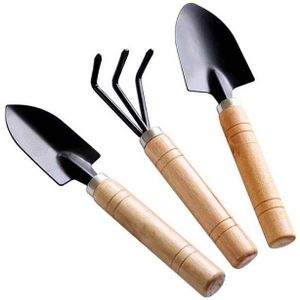 3 Stks/set Mini Tuingereedschap Houten Handvat Rvs Potplanten Schop Hark Spade Voor Bloemen Potplanten Tool