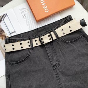 Mode Toevallige Unisex Canvas Riem Dubbele Gat Pin Gesp Taille Band Vrouwen Mannen Student Decoratie Jeans Tailleband