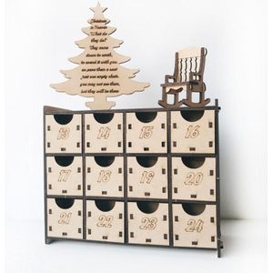 Kerst Houten Adventskalender Doos met laden dubbelzijdig 24 genummerd Huis Vormige Kerst Countdown Kalender Kids