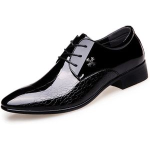Mannen business schoenen met spitse tenen vetersluiting shiny bovenste en lage bovenste krokodil reliëf mannen schoenen 5820- 1