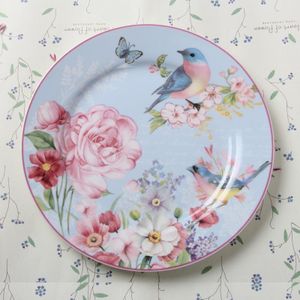 Europese Landelijke Bone China Taart Gerechten en Platen Porselein Gebak Fruit Lade Keramische Servies voor Steak Diner Decoratie