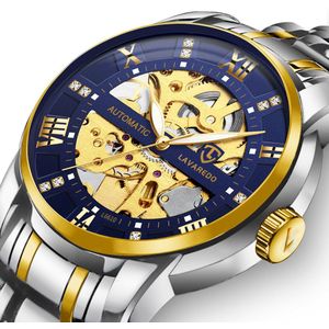 Lavaredo Top Luxe Retro Rvs Mannen Kijken Sport Waterdichte Automatische Mechanische Skeleton Horloges Cool A5