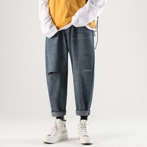 Lappster Mannen Streetwear Ripped Jeans Broek Man Hiphop Blauw Denim Broek Mannelijke Koreaanse Mode Jeans Broek Regular Fit