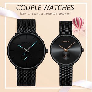 CRRJU Minnaar Horloge Waterdichte Rvs Mesh Paar Horloges de Beste Valentijnsdag Cadeaus voor Lover