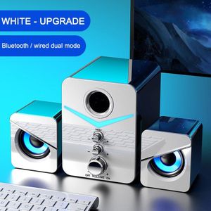 3Pcs Computer Speaker Blauwe Led Surround Sound Subwoofer Muziek Speaker Voor Laptop Pc Telefoon Stereo Bluetooth 5.0 Luidspreker