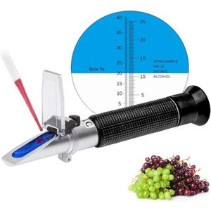 Alcohol Meter Handheld 0-40% Brix 0-25% Alcohol Meter Bier Vruchtensap Druif Wijn Brouwen Suiker Test schaal Wijn Refractometer